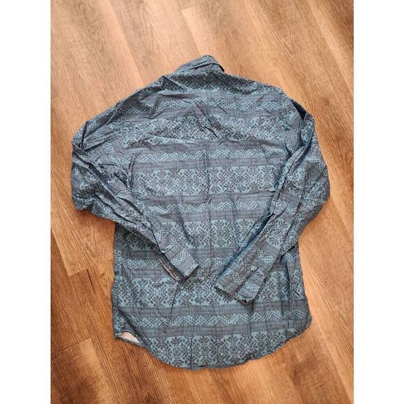 Roper Pearl Snap Southwest design Turquoise  chest pockets Men's Medium cotton - Picture 7 of 8